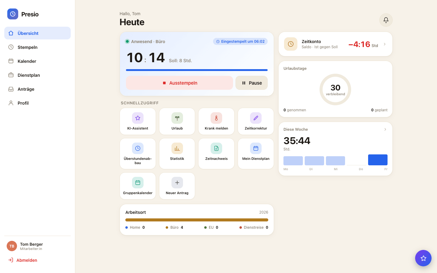 Mit Presio: Zeiterfassung in einer App